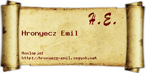 Hronyecz Emil névjegykártya
